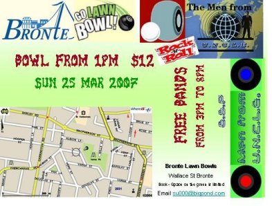 handbill for Rock'n'Bowl, Sun. 25 Mar. 2007