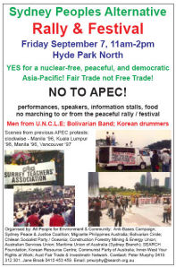 handbill for The Men from U.N.C.L.E., Hyde Park North, Fri. 7 Sep. 2007, Sydney Peoples Alternative to APEC