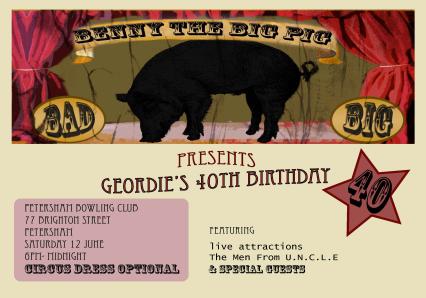 invitation to Geordie's birthday party, Sat. 12 June 2010