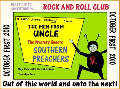 flyer for Rock'n'Roll Club, Fri. 1 Oct. 2010