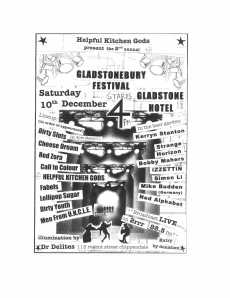 handbill for Gladstonebury II, Sat. 10 Dec. 2011
