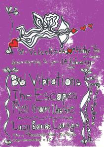 handbill for Lazy Bones, Fri. 14 Feb. 2014