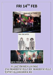 handbill for Lazy Bones, Fri. 14 Feb. 2014