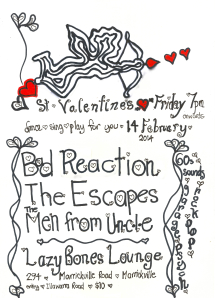 handbill for Lazy Bones, Fri. 14 Feb. 2014