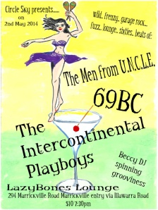 handbill for Lazy Bones, Fri. 2 May 2014